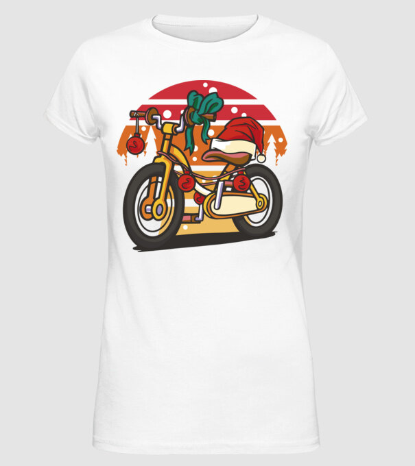Bicicletă de Crăciun model alb pe tricou