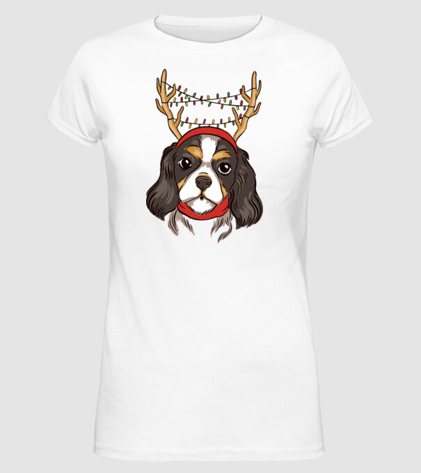 Cavalier de Crăciun model alb pe tricou