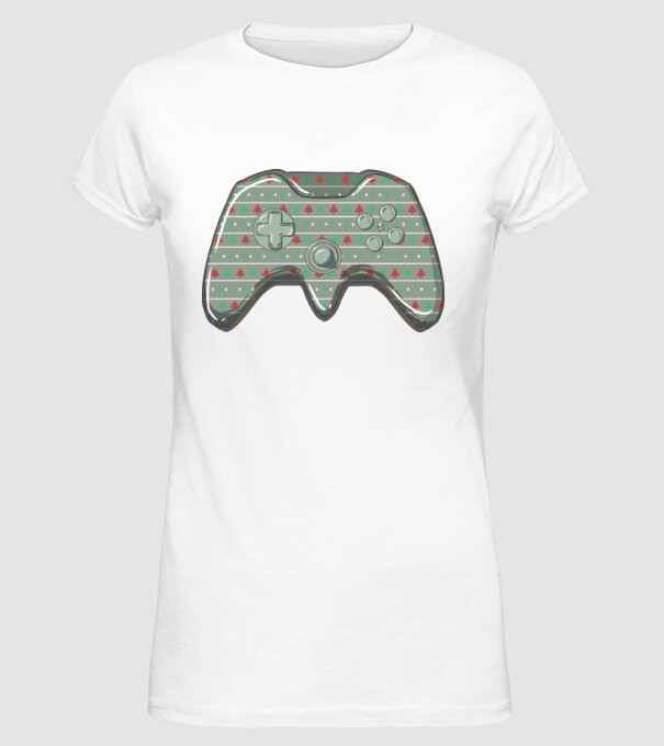 Controler Gamer Crăciun model alb pe tricou