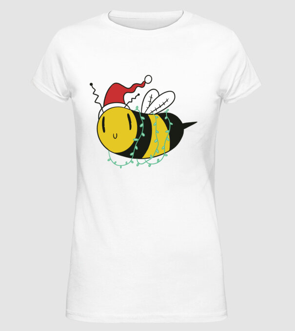 Albină de Crăciun model alb pe tricou