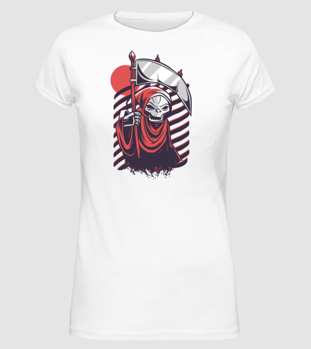 Moartea - Grim Reaper model alb pe tricou