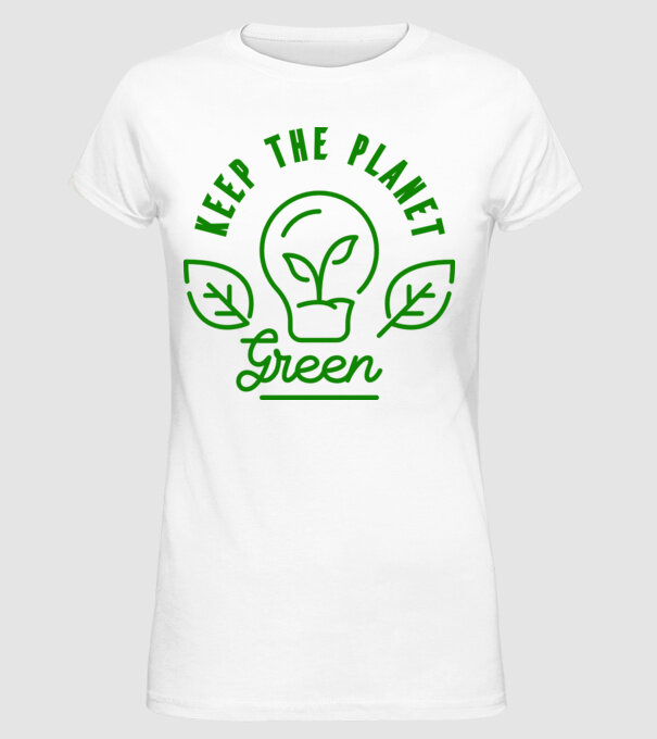Keep The Planet Green - Ziua Pământului model alb pe tricou