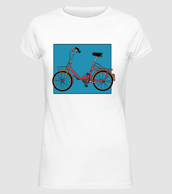 Bicicletă Camping model alb pe tricou