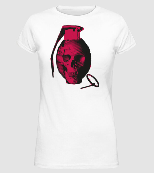 Grenadă de mână Craniu model alb pe tricou