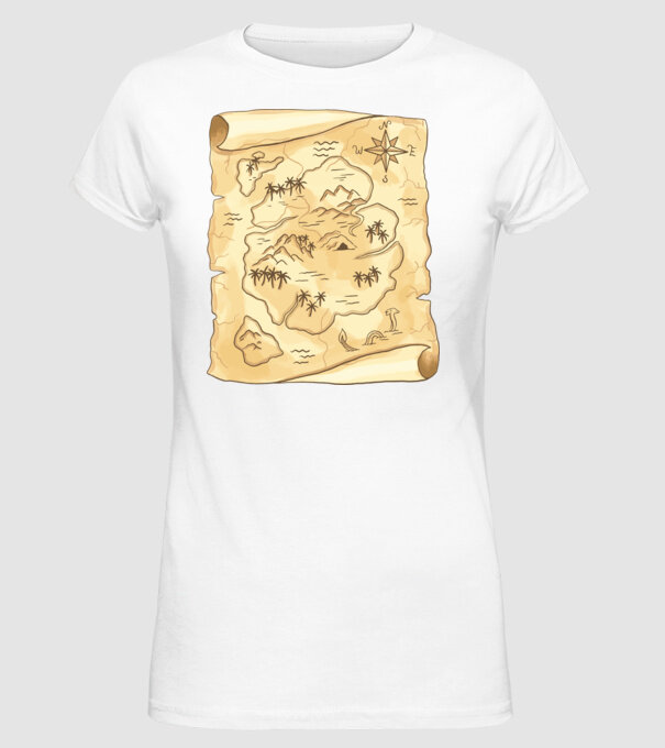 Hartă cu comori model alb pe tricou