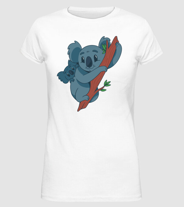 Coala model alb pe tricou