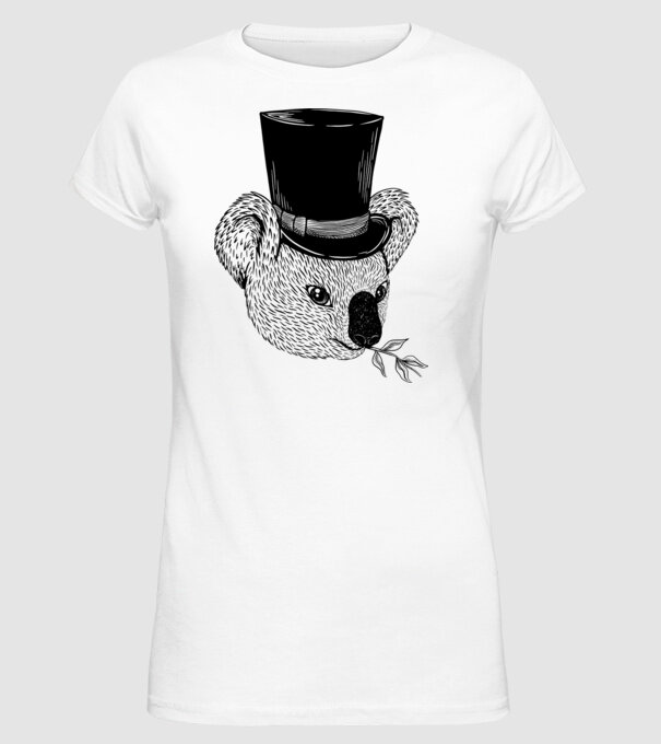 Cilindru Koala model alb pe tricou