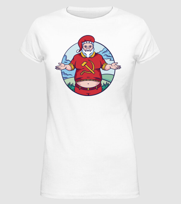 Moș Crăciun comunist model alb pe tricou