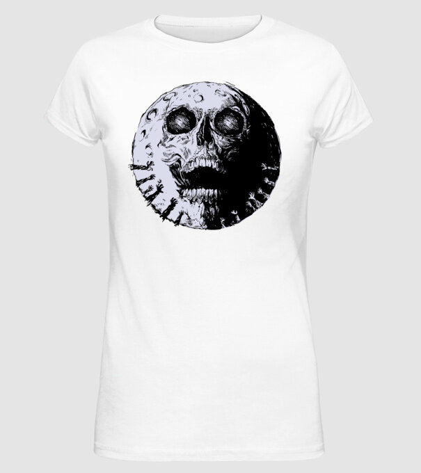Craniu Lună model alb pe tricou