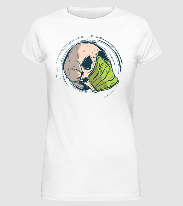Craniu cu mască model alb pe tricou