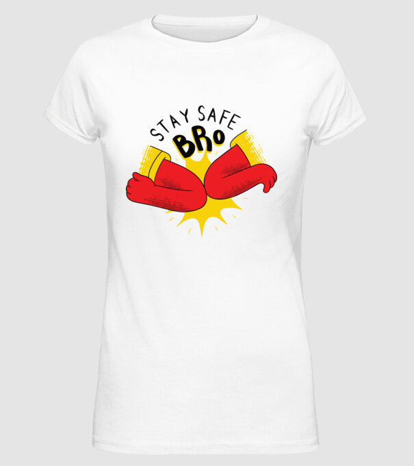 Coronavirus Salut cu cotul model alb pe tricou