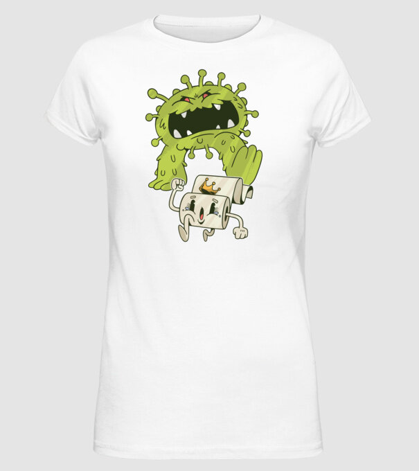 Coronavirus Monstru model alb pe tricou