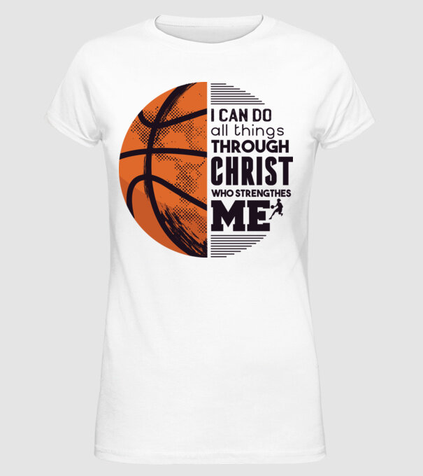 Cu ajutorul lui Hristos reușim Baschetbalist model alb pe tricou
