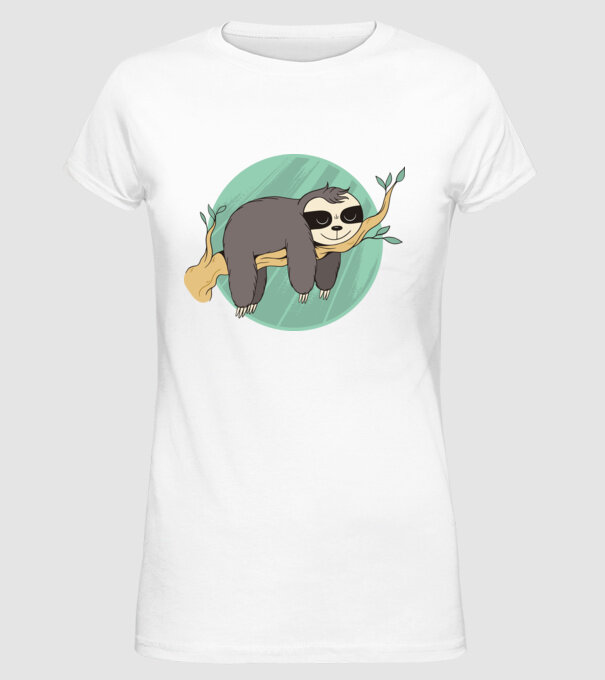 Leneș odihnă model alb pe tricou
