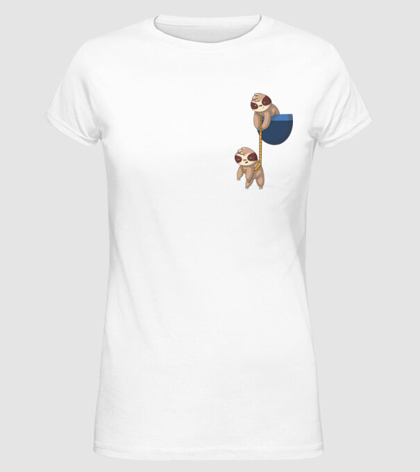 Leneș cu buzunar model alb pe tricou