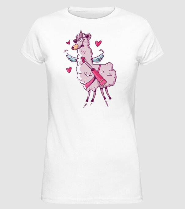 'Dragoste Llama pentru Valentine''s Day' model alb pe tricou