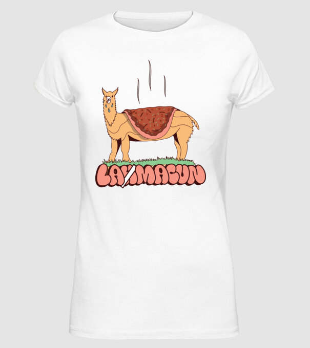 Lamacun Lama model alb pe tricou