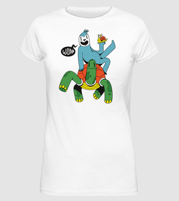 Animale lente model alb pe tricou