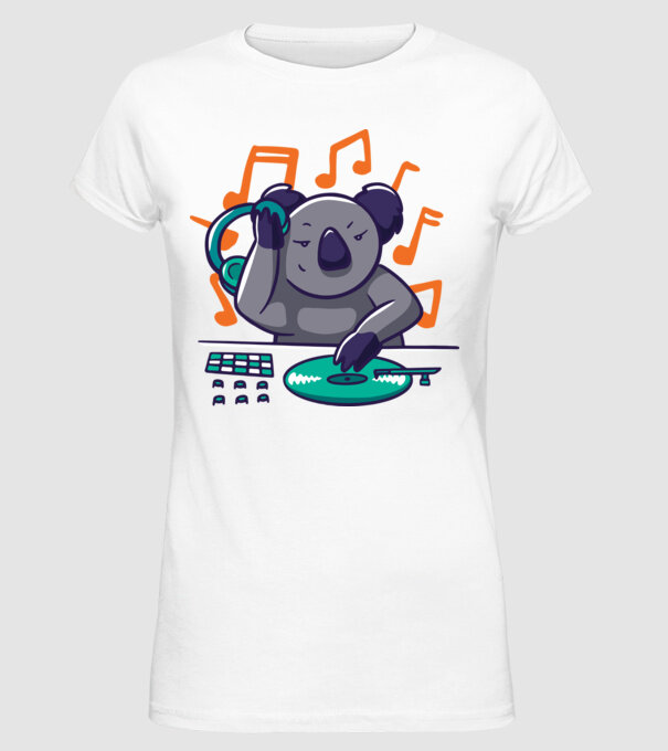 Koala DJ model alb pe tricou