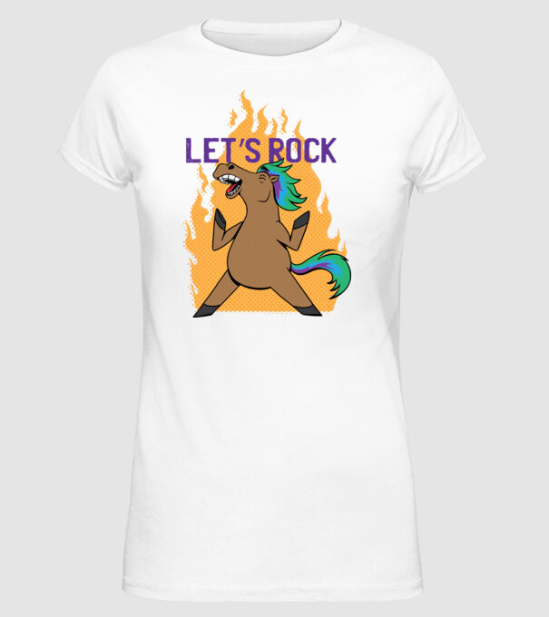 'Let''s Rock - Călăreț' model alb pe tricou