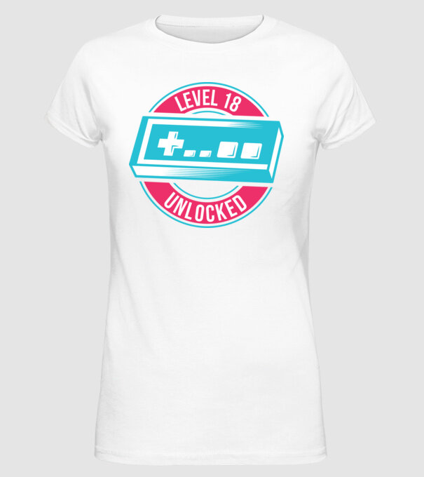 Level 18 Unlocked 18th Birthday model alb pe tricou