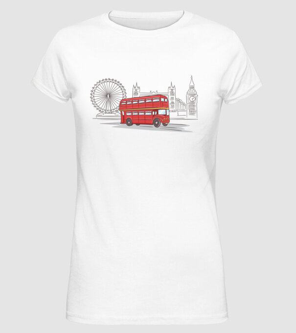 London Bus model alb pe tricou
