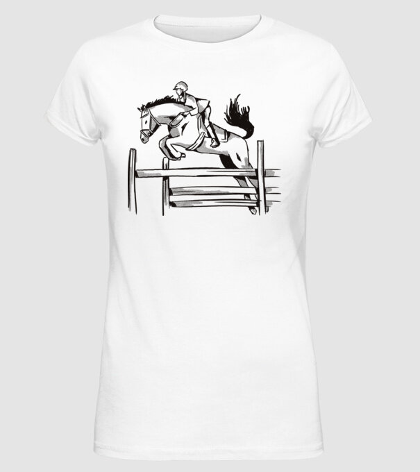 Călăreț model alb pe tricou