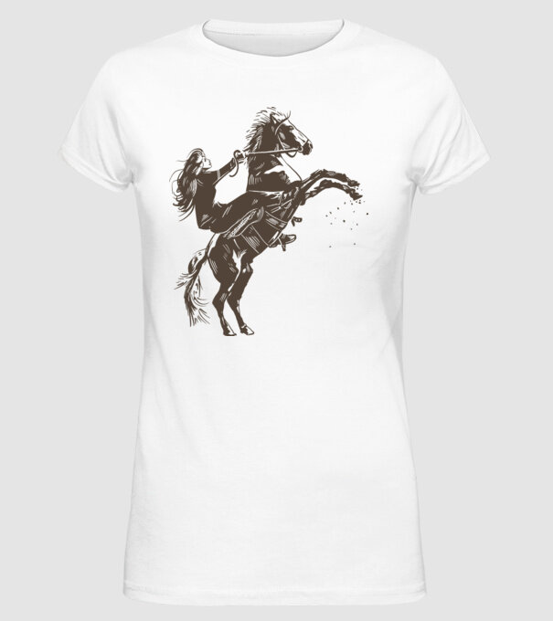 Fată cu cal model alb pe tricou
