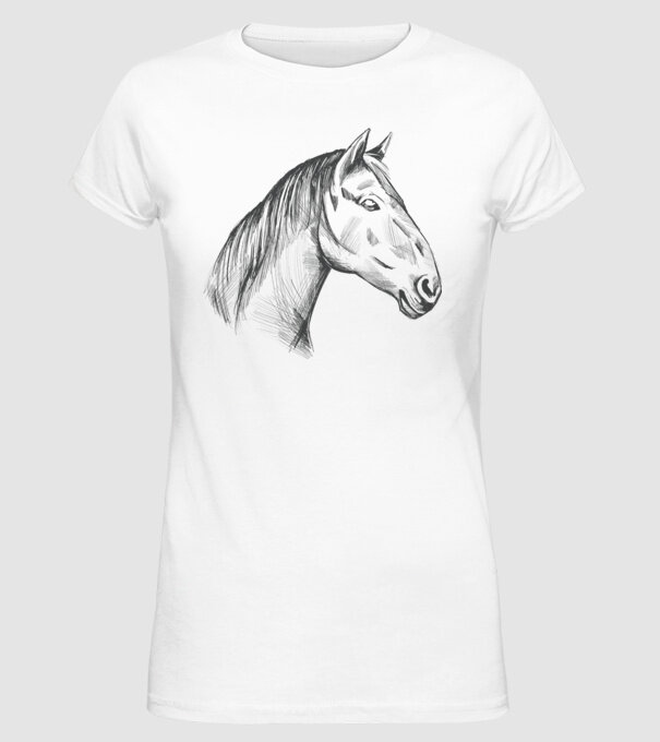 Desen cu cal model alb pe tricou