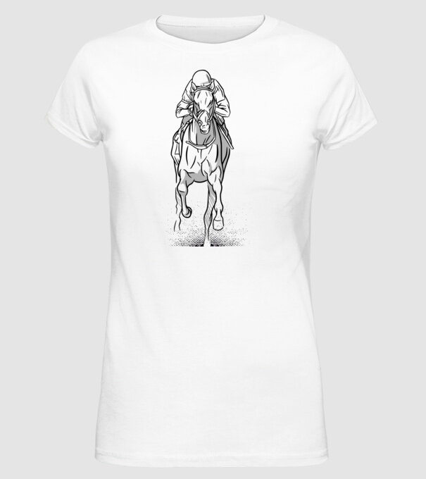 Cursă de cai model alb pe tricou