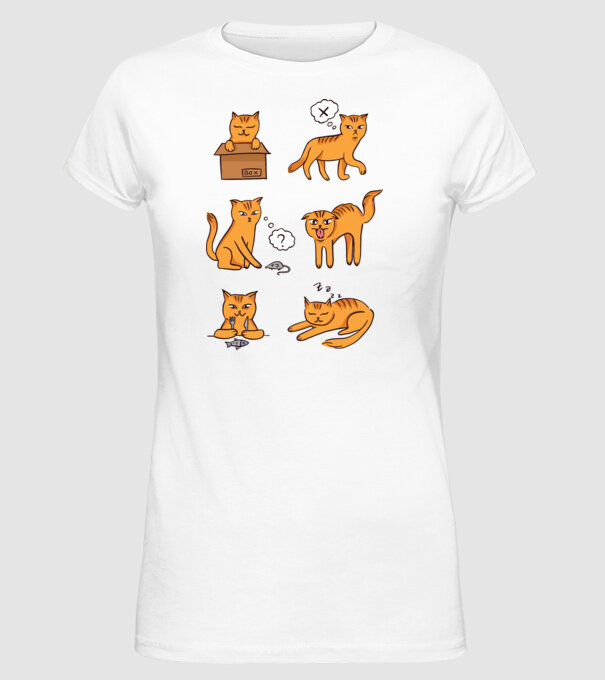 Caracteristici Pisică model alb pe tricou