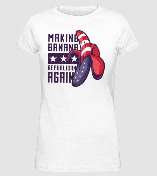 Make Banana Republican Again model alb pe tricou