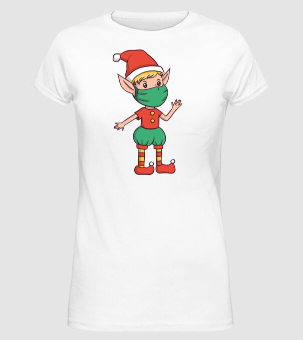 Elf cu mască model alb pe tricou