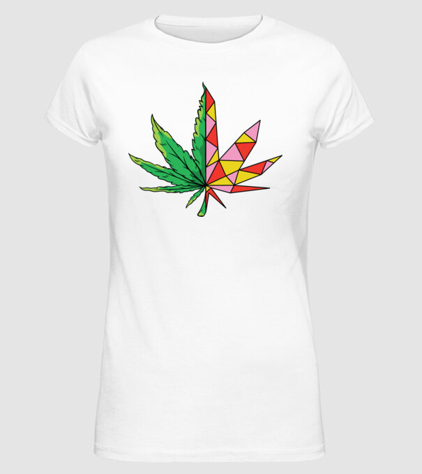 Frunză de marijuana model alb pe tricou