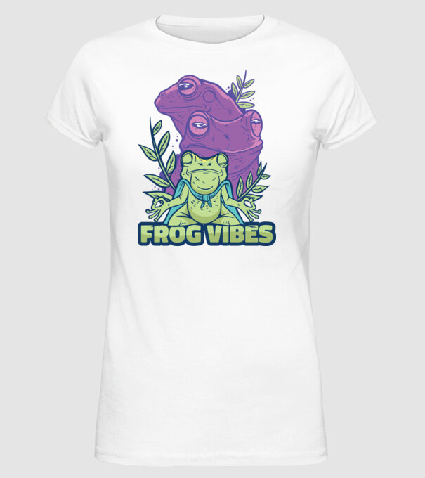 Broasca meditatoare model alb pe tricou