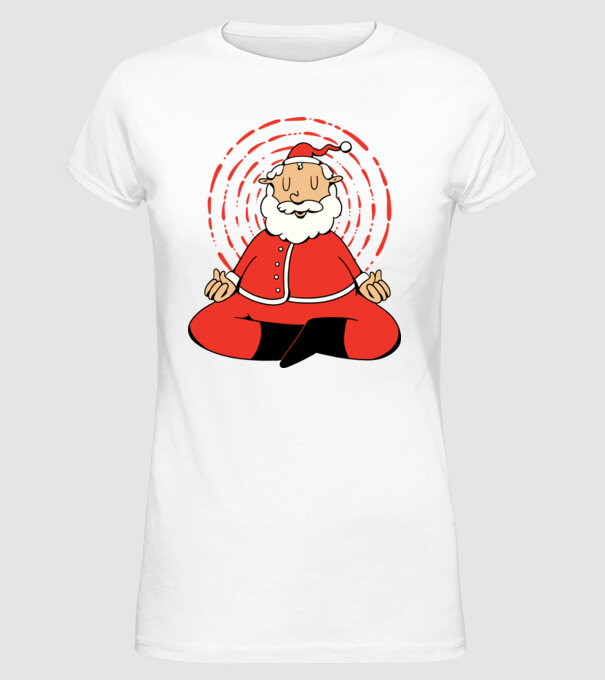 Moș Crăciun meditând model alb pe tricou