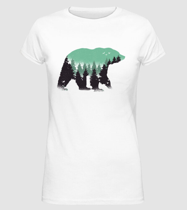 Urs pădure Natură tricou model alb pe tricou