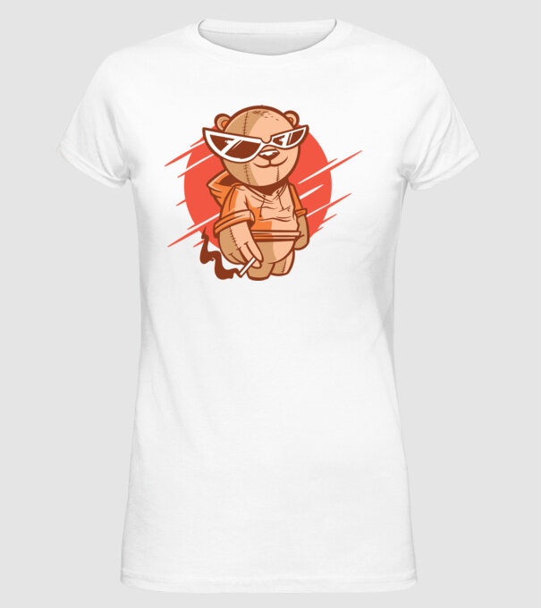 Ursuleț Cool model alb pe tricou