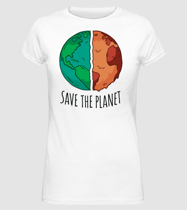 Salvați planeta model alb pe tricou