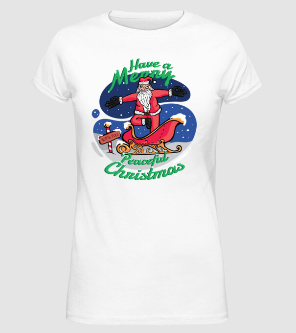 Moș Crăciun Yoga model alb pe tricou