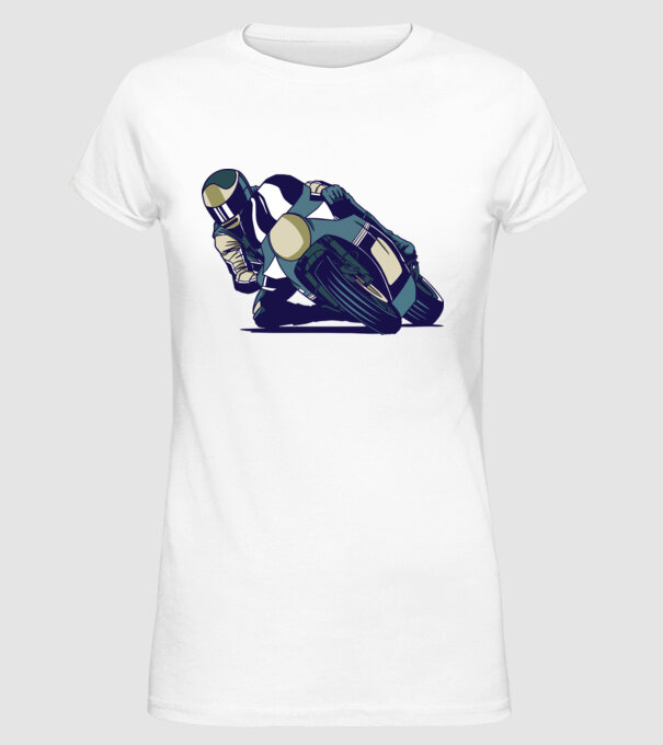 Concurent motocicletă model alb pe tricou
