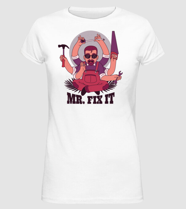 Dl. Fix It - om priceput la toate model alb pe tricou