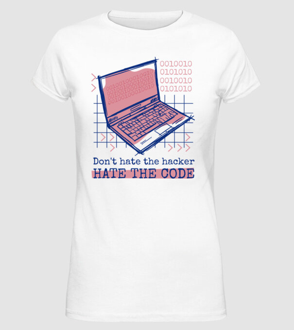 Nu urî hackerul, urăște codul model alb pe tricou
