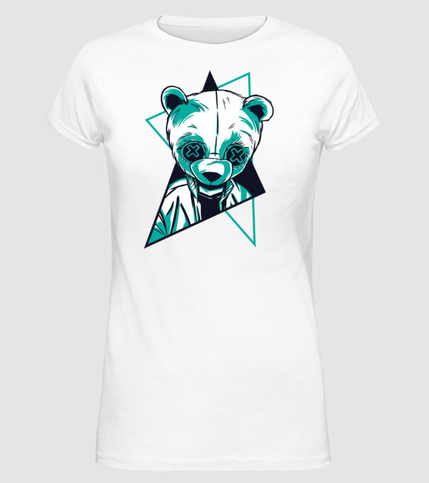 Panda Neon model alb pe tricou
