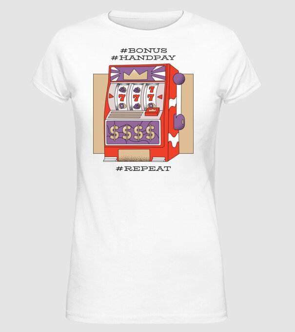 Slot machine model alb pe tricou