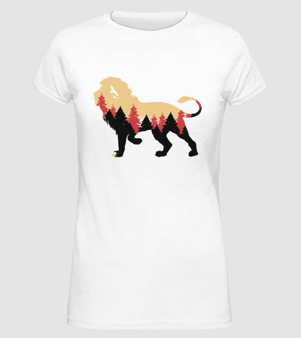 Siluetă Leu model alb pe tricou