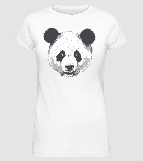 Cap de panda model alb pe tricou