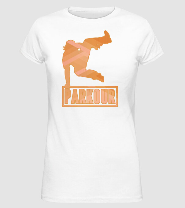 Tricou Parkour cu inscripție model alb pe tricou
