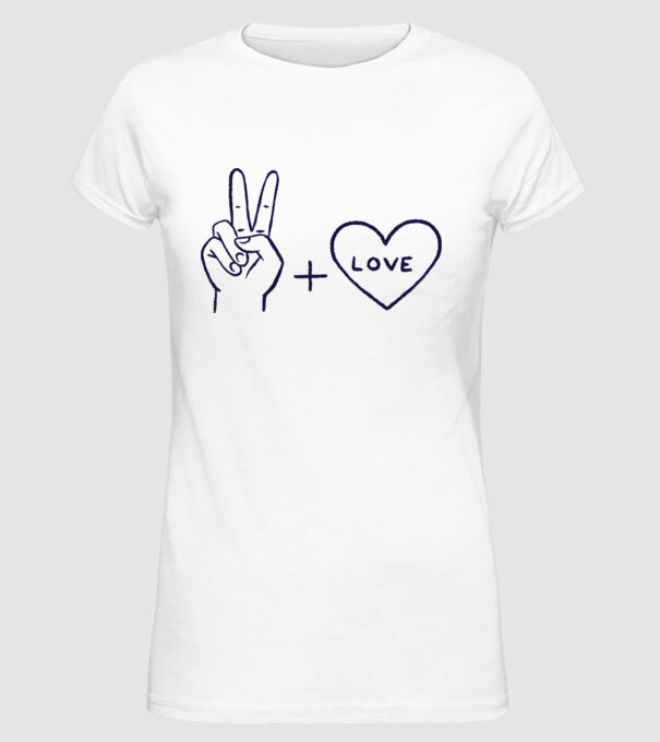 Peace + Love model alb pe tricou