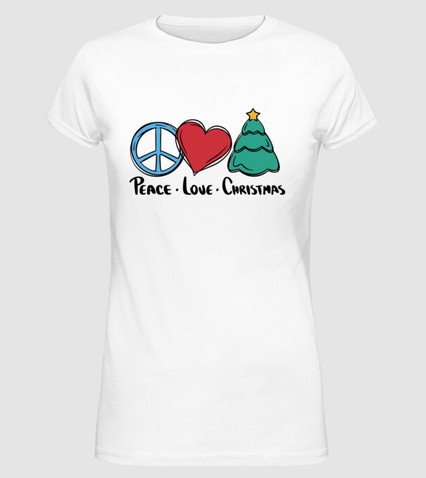 Peace Love Crăciun model alb pe tricou